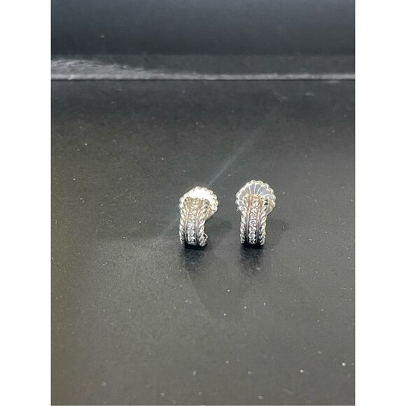 David Yurman Cable Classics Hoop Earrings with Diamonds silver - Picture 4 of 16